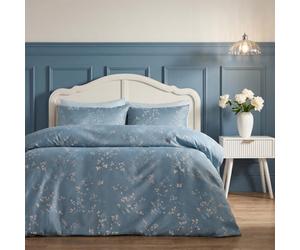 Ohs Willow Embossed Waffle Duvet Cover Set With Pillowcase - Blue