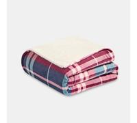 OHS Winsford Check Tartan Flannel Fleece Throw Ultra Soft Blanket - Burgundy