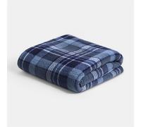 OHS Winter Check Teddy Fleece Throw Super Soft Lightweight Blanket in Mid Navy | Size: 150 cm × 200 cm OHS Mid Navy 150 cm × 200 cm