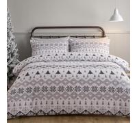 OHS Winter Christmas Duvet Set King Size Duvet Cover Sets, Grey - King | Soft 100% Brushed Cotton Reversible Duvet Cover with 2 Pillowcases Fits King Bed Machine Washable