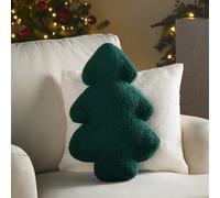 OHS Winter Cushion 1 Pack Christmas Tree Filled Home Decor Plush Soft Fleece, Green