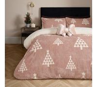 OHS Winter Tree Christmas Bedding King Size Ribbed Fleece Bedding, Natural | Sherpa Reverse Winter Bedding King Size Duvet Cover Sets with Pillowcases Quilt Cover Super Soft Warm Thermal Fluffy Bedding