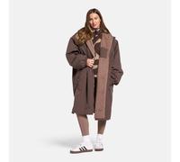 OHS Women's 2 Piece Plain Changing Robe & Half-Zip Teddy Fleece Co-Ord Set in Brown | Size: Large/XL OHS Brown L/XL