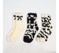 OHS Women's 3 Pair Bows Fluffy Warm Fleece Bed Socks OHS Multicolor One Size
