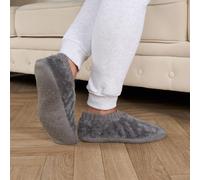 OHS Women's Bed Socks Slipper Teddy Fleece Fluffy Marl Lounge Soft, Charcoal | Size: Medium/Large OHS Charcoal M/L