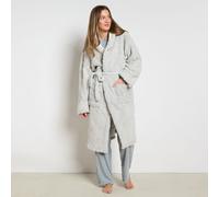 OHS Women's Braided Fleece Dressing Gown Robe Supersoft Hooded Loungewear in Silver OHS Silver One Size