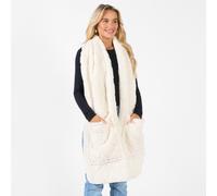 OHS Women's Braided Fleece Scarf Long Supersoft Thermal Pockets Shawl Wrap Hand Neck Warmer in Cream OHS Cream One Size