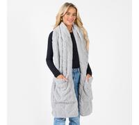 OHS Women's Braided Fleece Scarf Long Supersoft Thermal Pockets Shawl Wrap Hand Neck Warmer in Light Grey OHS Light Grey One Size