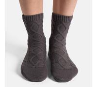 OHS Women's Cable Knit Non Slip Warm Slipper Lounge Socks in Charcoal OHS Charcoal One Size