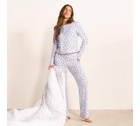 OHS Women's Chilli Print Lettuce Edge Jersey Ultra Soft Pyjama Set Nightwear in Baby Blue | Size: Large/XL OHS Baby Blue L/XL