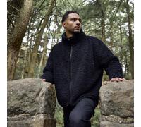 OHS Women's Coat Jacket Sherpa Lined Water Resistant Hoodie Drying Oversize Robe in Black | Size: Large/XL OHS Black L/XL