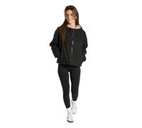 OHS Womens Coats Cropped Waterproof Jacket, Rain Coats for Women Fleece Lining Changing Robe with Hood & Pockets Cropped Coat Lightweight Drying Robe for Outdoor Activities, Black/Beige - L/XL