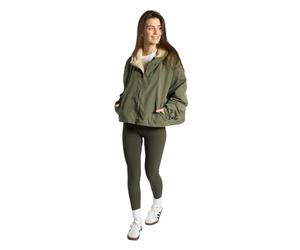 OHS Womens Coats Cropped Waterproof Jacket, Rain Coats for Women Fleece Lining Changing Robe with Hood & Pockets Cropped Coat Lightweight Drying Robe for Outdoor Activities, Khaki/Beige - L/XL