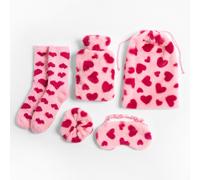OHS Women's Cosy Fleece Winter Hot Water Bottle 5PC Gift Set in Pink OHS Pink