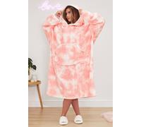 OHS Women's Extra Long Tie-Dye Print Fleece Hoodie Blanket in Light Pink OHS Light Pink One Size