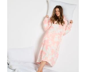 OHS Women's Extra Long Tie-Dye Print Fleece Hoodie Blanket in Light Pink OHS Light Pink One Size