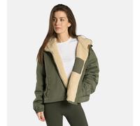 OHS Women's Fleece Lined Cropped Jacket Water Resistant Lightweight Outdoor in Khaki | Size: Large/XL OHS Khaki L/XL