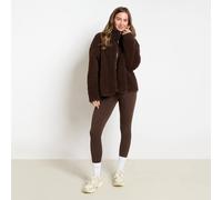 OHS Women's Full Zip Teddy Fleece Jacket Soft Lightweight Outerwear in Brown | Size: Large/XL OHS Brown L/XL