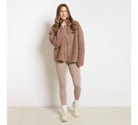 OHS Women's Full Zip Teddy Fleece Jacket Soft Lightweight Outerwear in Tan | Size: Large/XL OHS Tan L/XL