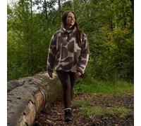 OHS Women's Geo Print Half Zip Sweatshirt Teddy Fleece Pullover Jumper Jacket in Brown | Size: S/M OHS Brown S/M