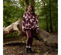 OHS Women's Geo Print Half Zip Sweatshirt Teddy Fleece Pullover Jumper Jacket in Burgundy | Size: S/M OHS Burgundy S/M