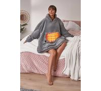 Heated Oversized Sherpa Fleece Hoodie Blanket OHS Charcoal One Size