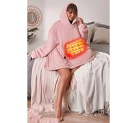 Heated Oversized Sherpa Fleece Hoodie Blanket OHS Light Pink One Size