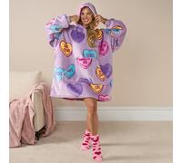 OHS Women's Hoodie Blanket Candy Heart Wearable Throw Oversized Giant Sherpa Fleece Plush in Lilac OHS Lilac One Size