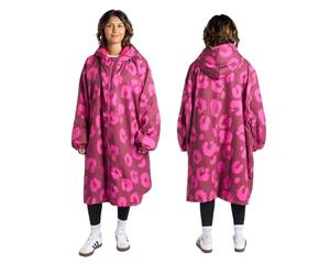 OHS Women's Jackets Changing Robe Leopard Print, Mothers Day Gifts Oversized Waterproof Jacket Lightweight Raincoat with Hood & Pockets Outdoor Breathable Ladies Jackets, Burgundy - S/M