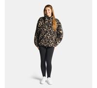 OHS Women's Leopard Print Half Zip Jacket Teddy Fleece Jumper Sweatshirt in Brown | Size: S/M OHS Brown S/M