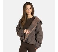 OHS Women's Plain Sherpa Lined Cropped Drying Changing Robe Water Resistant in Brown | Size: Large/XL OHS Brown L/XL