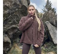 OHS Women's Plain Teddy Fleece Jacket Full Zip Outerwear in Brown | Size: Large/XL OHS Brown L/XL