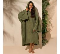 OHS Women's Poncho Oversized Hooded Towel Bath Beach Robe in Khaki OHS Khaki One Size