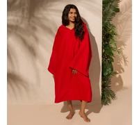 OHS Women's Poncho Oversized Hooded Towel Bath Beach Robe in Red OHS Red One Size