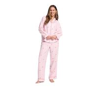 OHS Womens Pyjamas, Pink Blue Striped PJs Long Sleeve Shirt and Full Length Bottom Super Soft Comfy Pyjama Set of 2 Button Down - Lemon, Peach