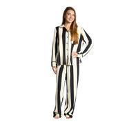 OHS Womens Pyjamas Stripe Long Sleeve Shirt and Full Length Bottom Pyjamas for Women Bride Pjs Set Two Piece Button Down Soft Warm Winter Nightwear Sleepwear Loungewear, Monochrome - S/M