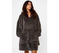 OHS Women's Teddy Fleece Glitter Oversized Hoodie Blanket in Charcoal OHS Charcoal One Size