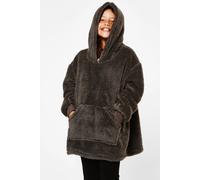 OHS Women's Teddy Fleece Oversized Giant Wearable Hoodie Blanket in Charcoal OHS Charcoal One Size