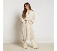 OHS Women's Tufted Arches Ultra Soft Fleece Hooded Dressing Gown Bathrobe in Stone OHS Stone One Size