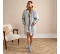 OHS Women's Womens Cardigan Warm Teddy Fleece Wrap Outwear Pockets - L/XL in Light Grey | Size: Large/XL OHS Light Grey L/XL