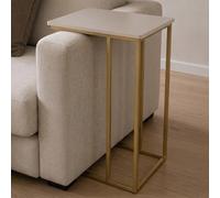 Ohs Wood Effect C-Shaped Coffee Table Sofa Desk - Natural