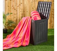 OHS Wood Effect Garden Storage Box Weatherproof Plastic Outdoor Organiser in Black OHS Black
