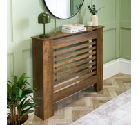 Ohs Wood Effect Medium Radiator Cover Side Board Cabinet Shelf - Dark Wood