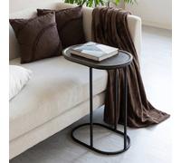 OHS Wood Effect Oval C-Shaped Coffee Table Sofa Desk in Walnut OHS Walnut