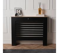OHS Wood Effect Radiator Cover Sideboard Shelf in Black | Size: Medium OHS Black Medium
