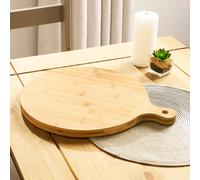 OHS Wooden Pizza Board Round Paddle Kitchen Charcuterie Platter in Light Brown OHS Light Brown