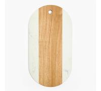 OHS Wooden Serving Board White Marble with Acacia Wood Charcuterie Cheese Board Decorative Chopping Boards Serving Platter for Fruit Bread Cheese Crackers
