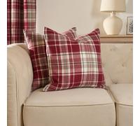 OHS Woven Check Cushion Covers Tartan Pack Of 2 Pillow, 45 X 45Cm - Red