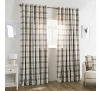 OHS Woven Check Eyelet Blackout Curtains for Bedroom Living Room, Soft Luxurious Decorative Thermal Insulated Fully Lined Curtains for Windows 2 Panel, Cream - 66" x 54"