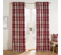 OHS Woven Check Print Pair Of Curtains, Red - 66 X 72